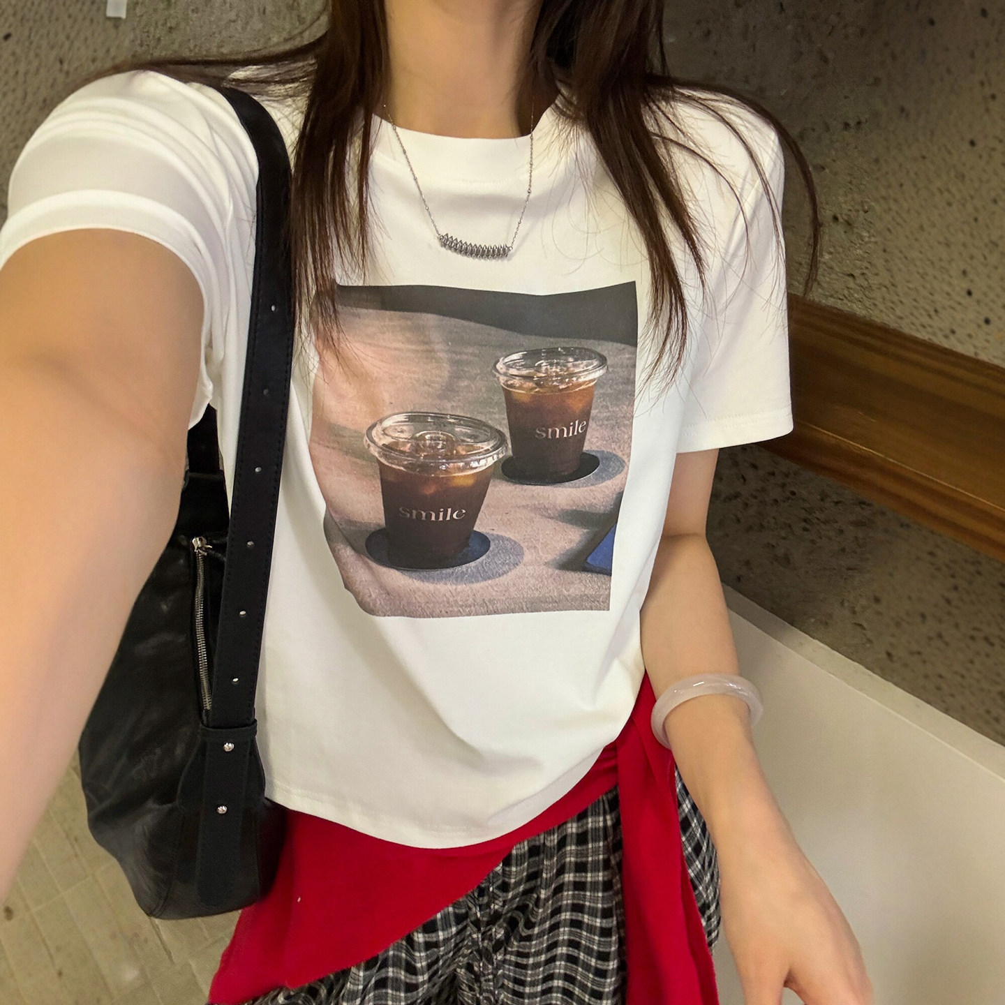 美式咖啡印花短袖T恤女欧洲站2026夏季新款欧货女装时尚打底衫潮