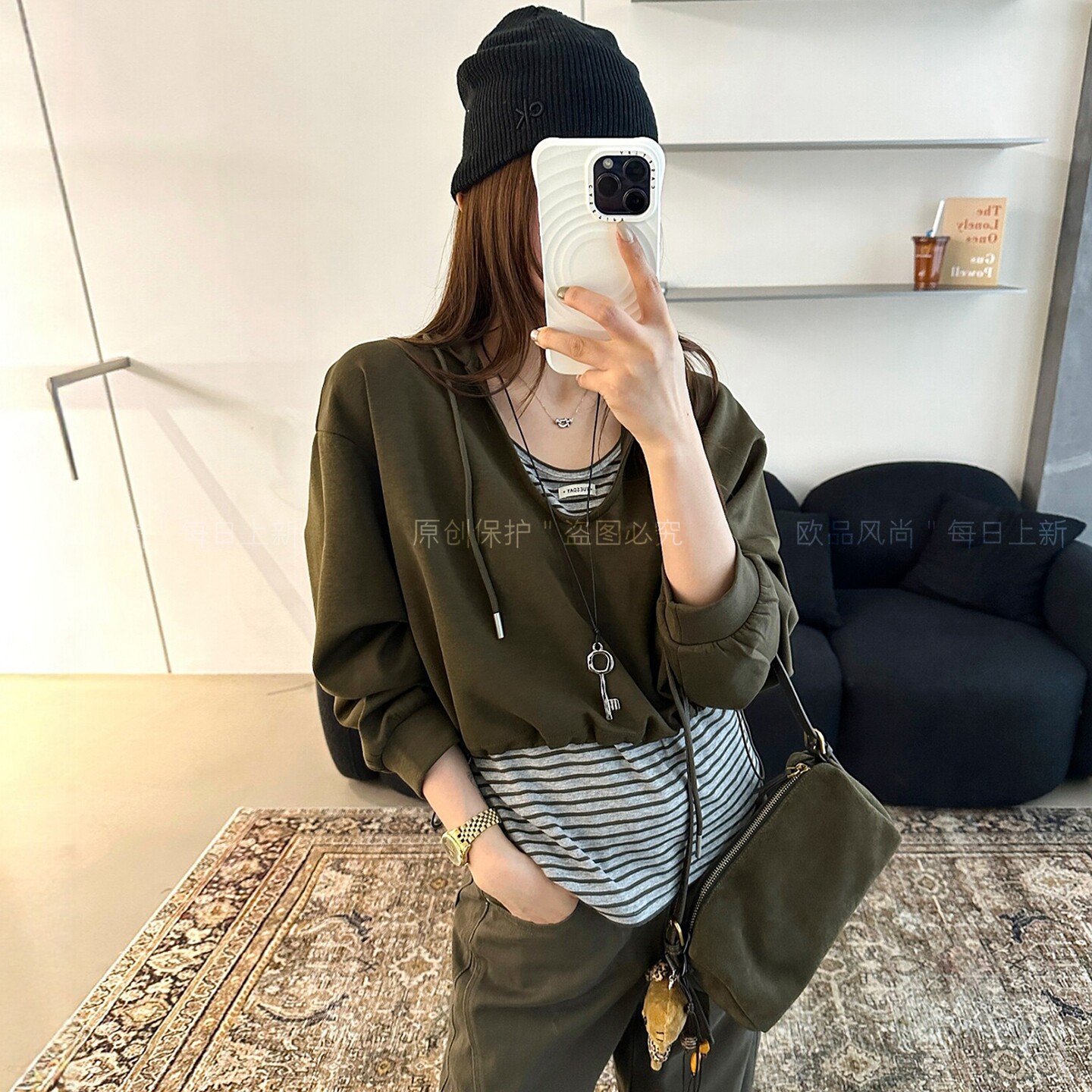 吊带背心卫衣两件套上衣女欧洲站