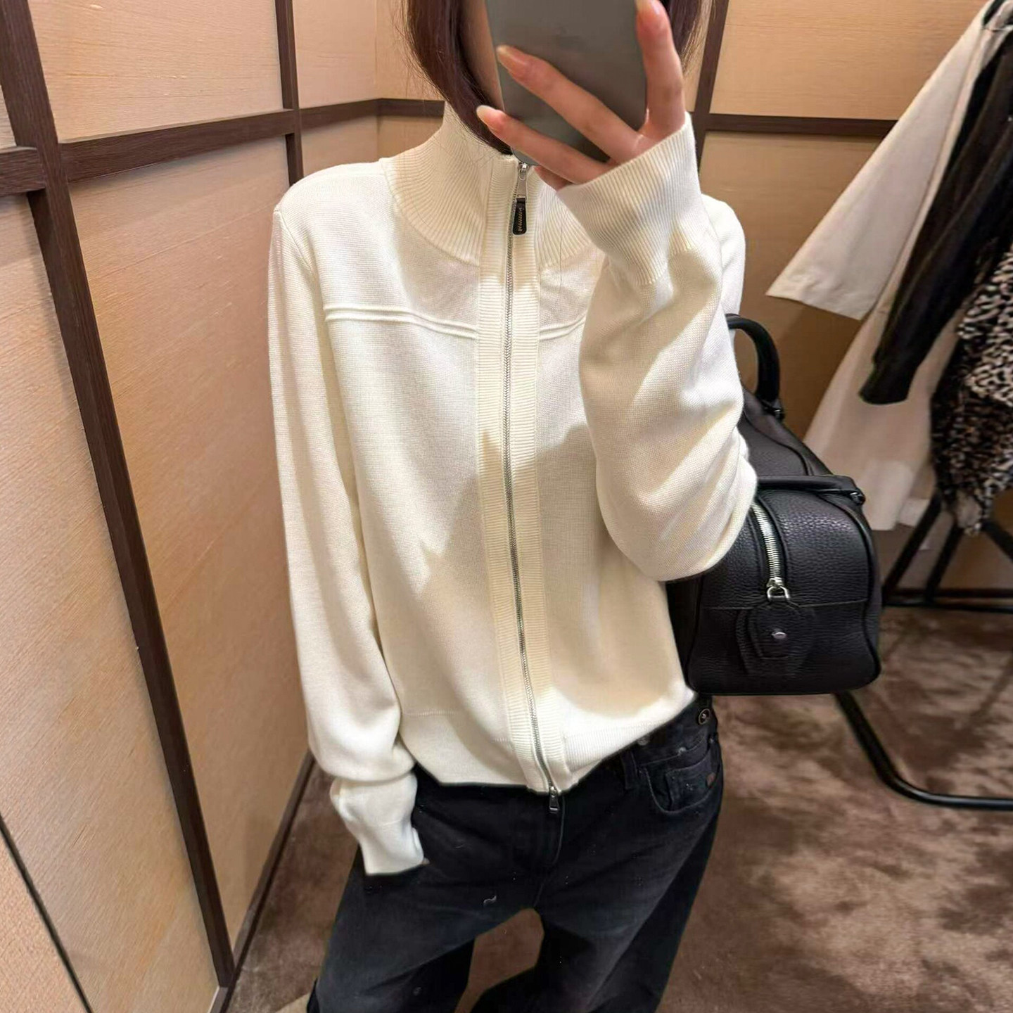 复古高领羊毛针织开衫女欧货上衣