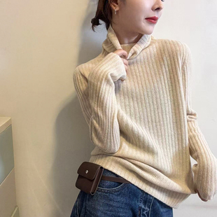 欧货女装 新款 毛衣潮 女欧洲站2025冬装 堆堆领亮丝高领绵羊毛针织衫