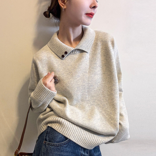 欧货女装 新款 加厚打底毛衣潮 女欧洲站2025冬装 POLO翻领羊毛针织衫