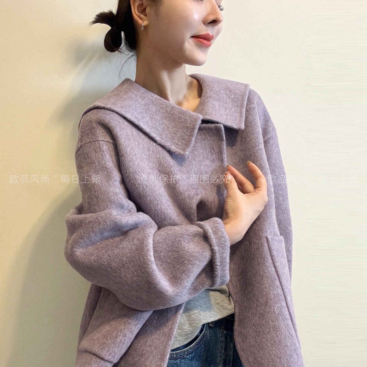 100%绵羊毛双面羊绒大衣女欧洲站