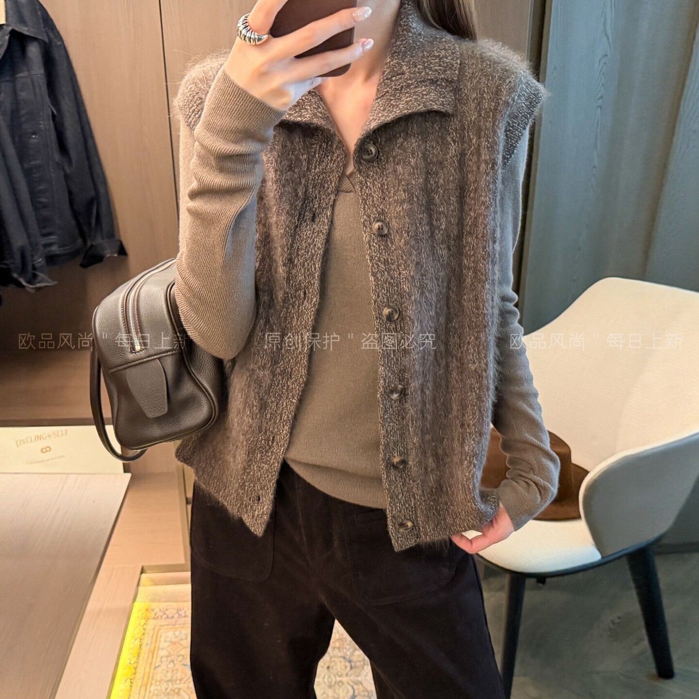 针织开衫毛衣马甲背心女欧洲站