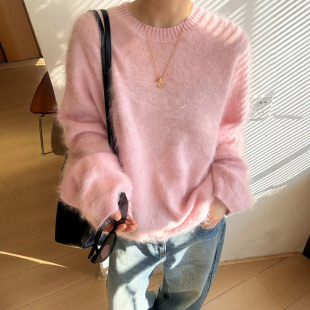 糖果色羊毛拉绒针织衫女欧洲站2026秋季新款欧货女装时尚打底毛衣