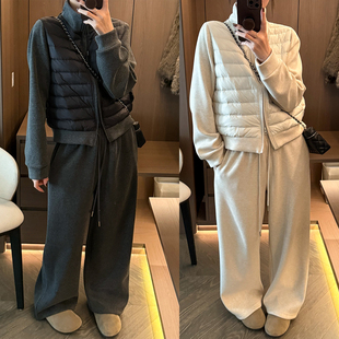 羽绒服外套羊毛呢阔腿裤两件套装女欧洲站2025冬装新款欧货女装潮