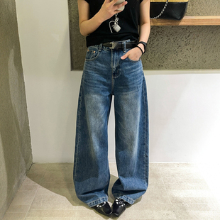 复古做旧拖地阔腿牛仔裤女欧洲站2026春装新款欧货女装直筒裤子潮