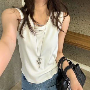 欧货女装 金属标弹力修身 背心吊带女欧洲站2026春装 新款 潮 打底小衫
