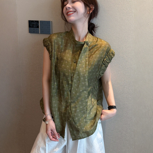 配飘带天丝麻料衬衫女欧洲站2026夏装新款欧货女装时尚洋气小衫潮