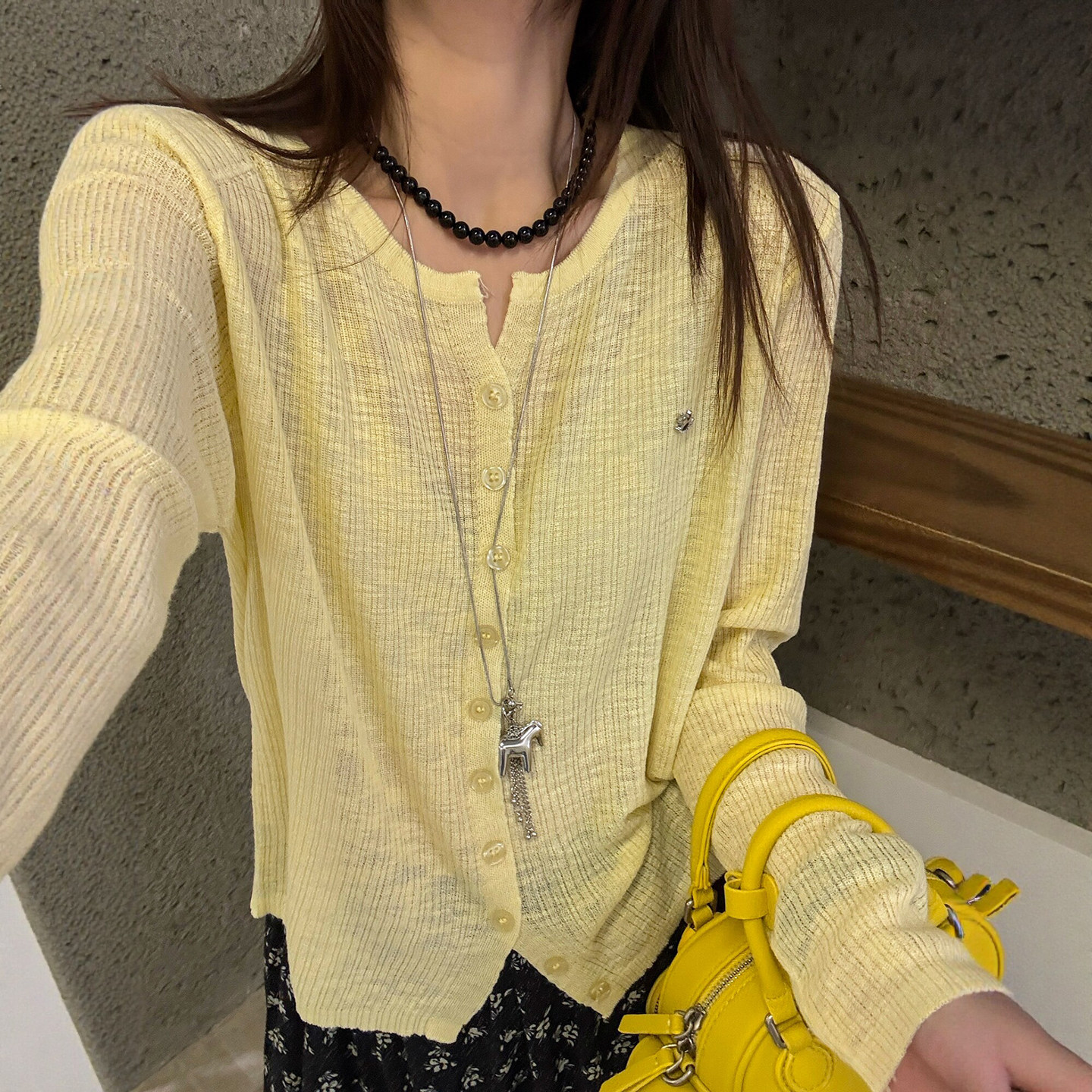 金属小马冰丝针织开衫女欧洲站2026春装新款欧货女装薄款防晒衣潮