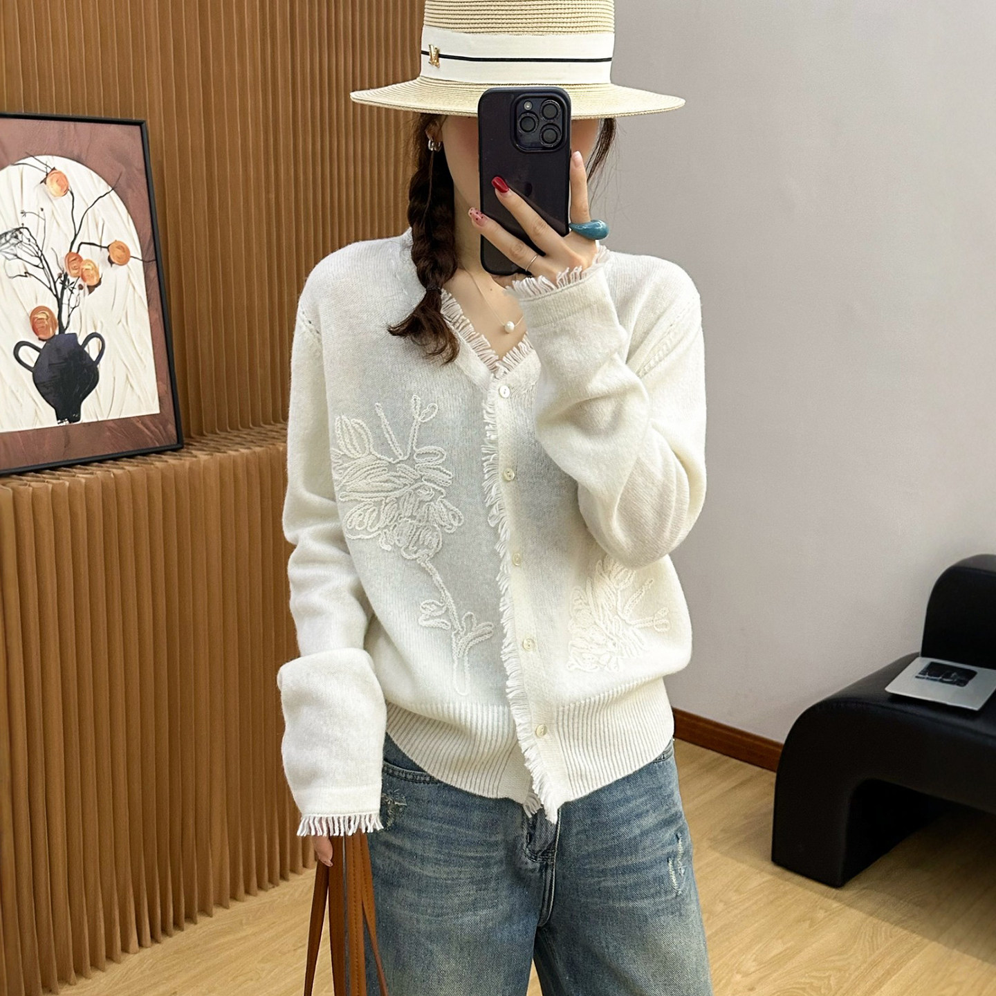 重工流苏绵羊毛针织开衫女欧洲站2026春装新款欧货女装毛衣外套潮