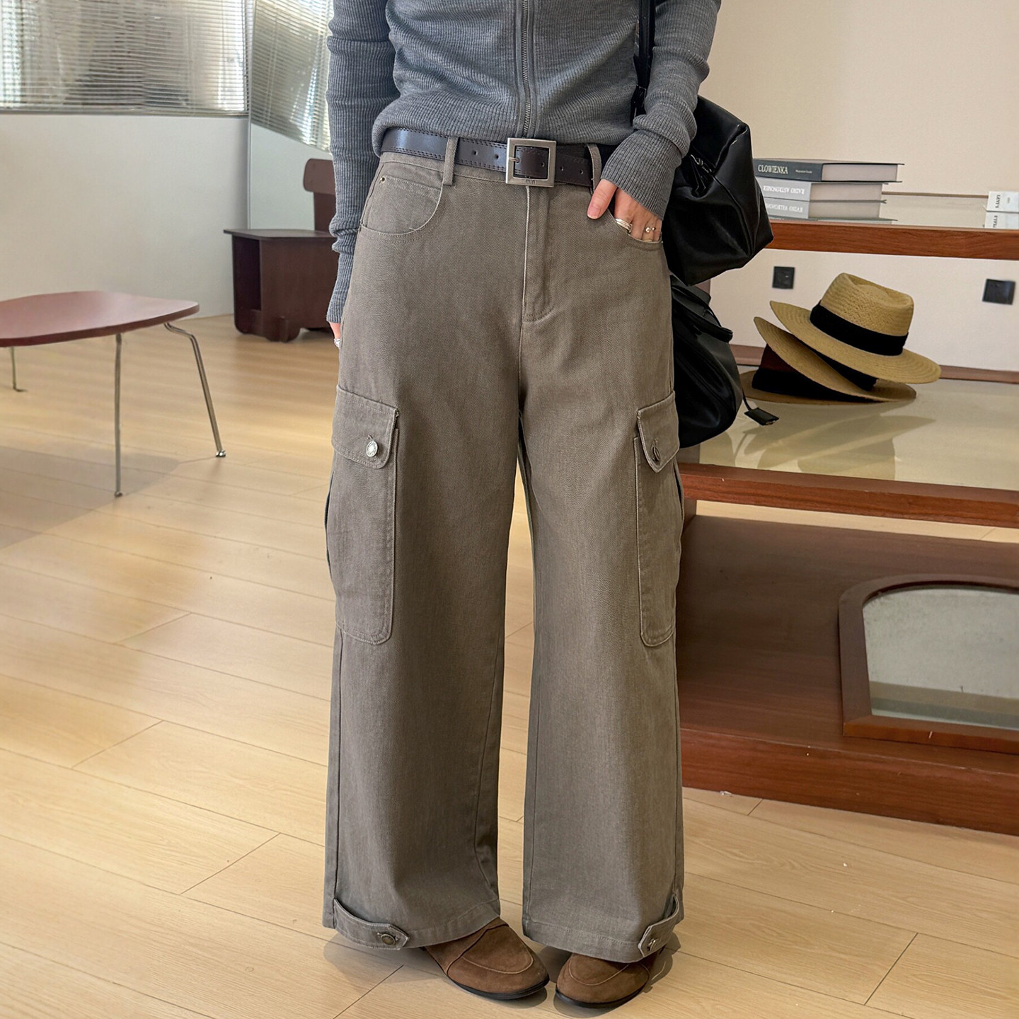 复古直筒工装阔腿裤女欧洲站裤子