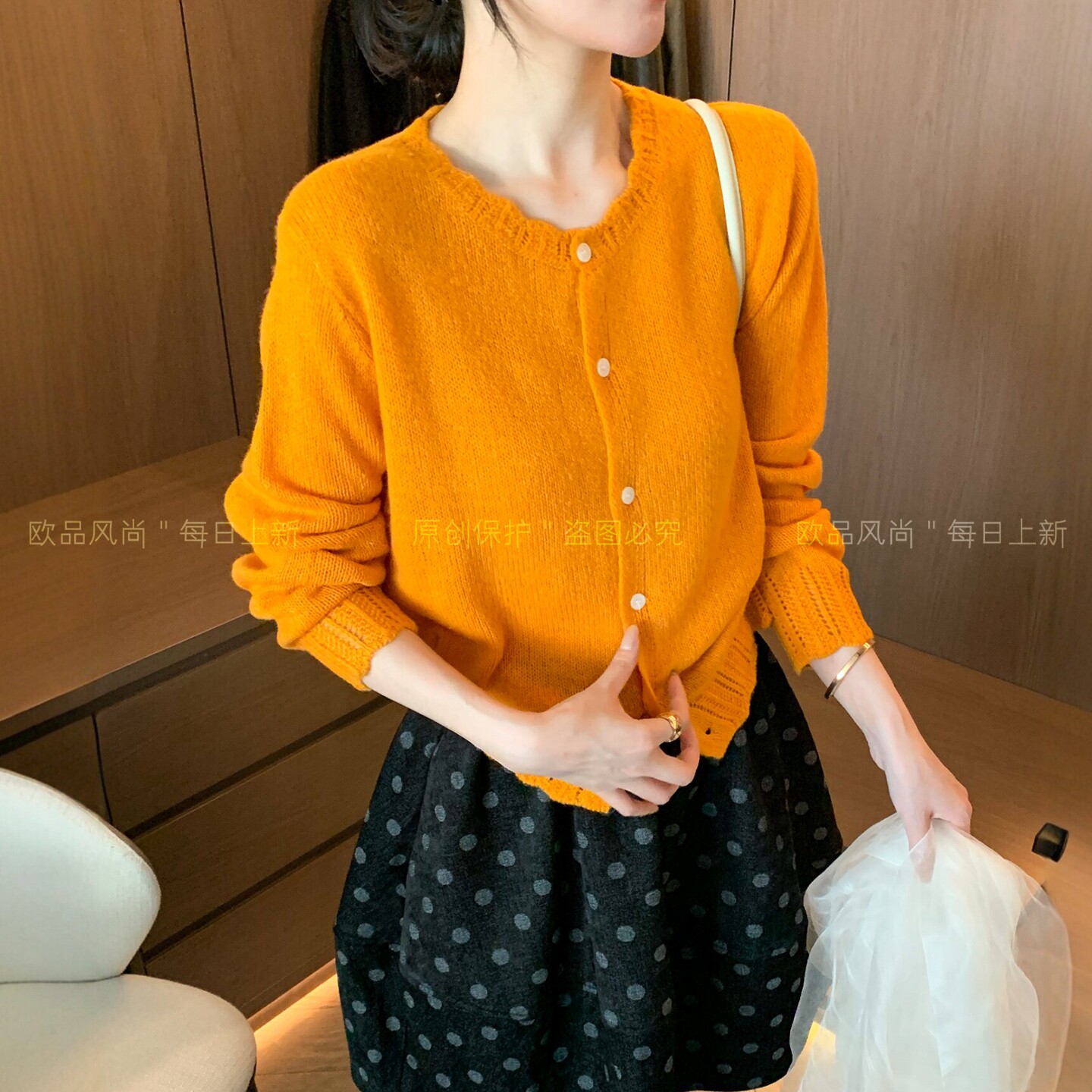 莱赛尔绵羊毛针织开衫女欧货外套