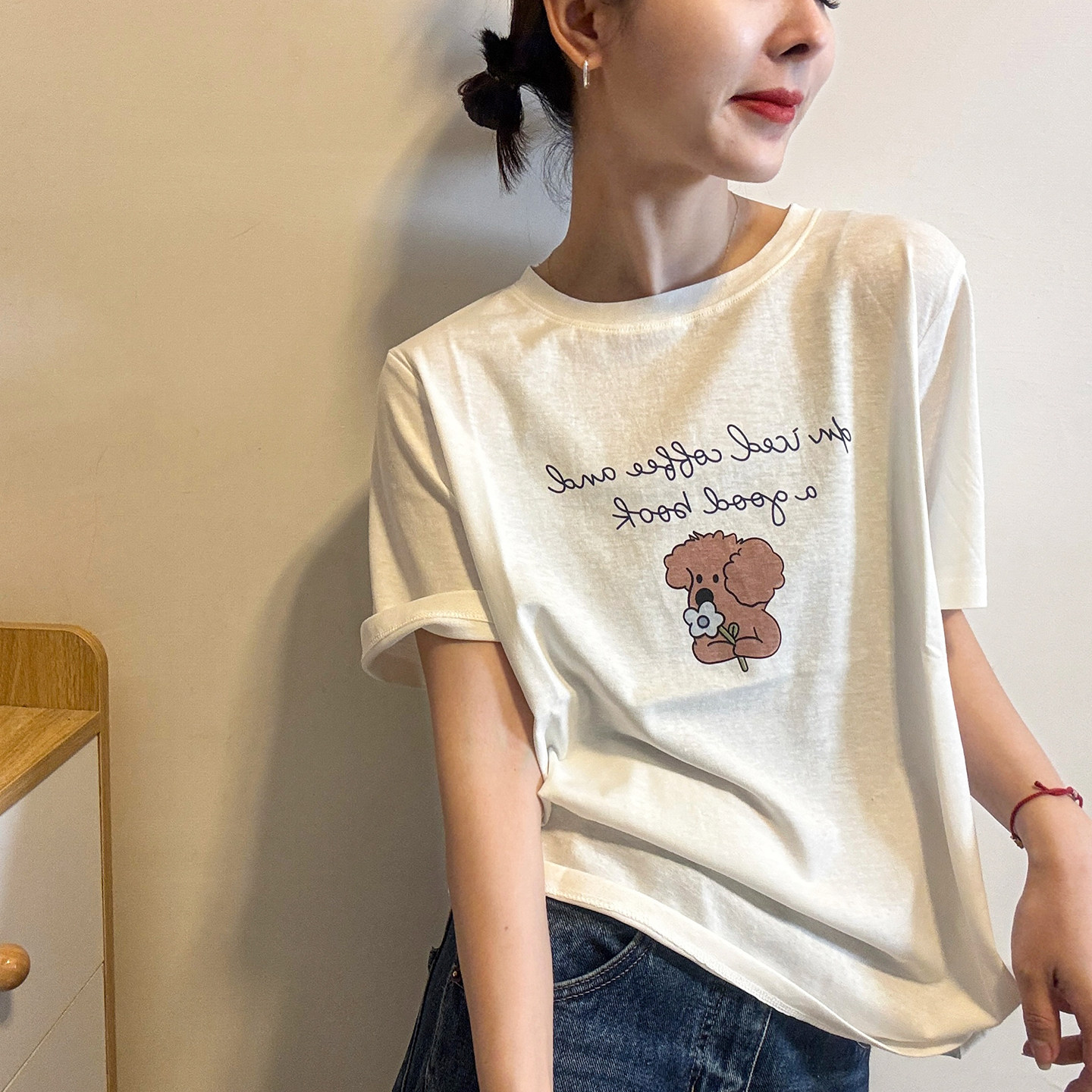 小狗印花面膜短袖T恤女欧洲站2026夏季新款欧货女装韩版打底衫潮
