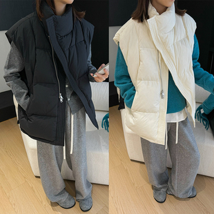 加厚上衣潮 欧货女装 白鸭绒立领羽绒马甲外套女欧洲站2024冬装 新款