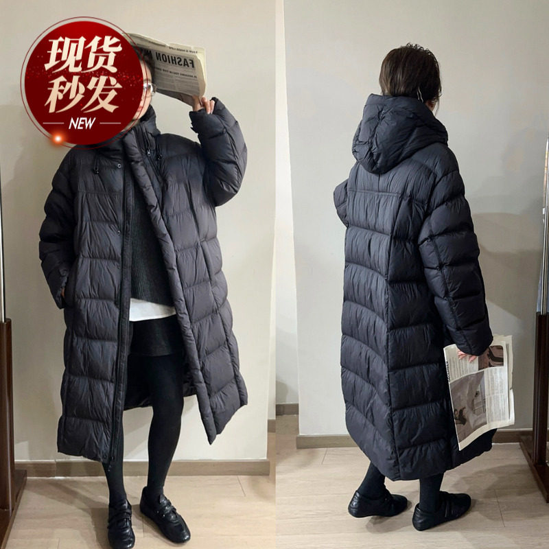 复古连帽面包羽绒服女欧洲站2025冬装新款欧货女装过膝长款外套潮