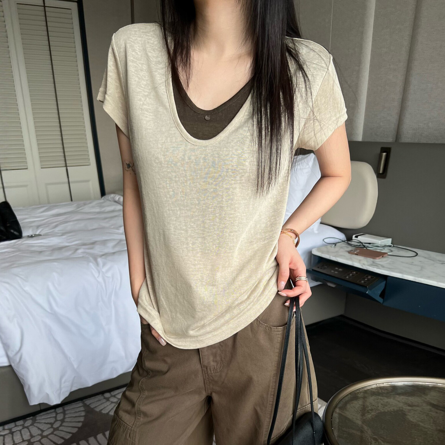 假两件面膜短袖T恤女欧洲站2026夏季新款欧货女装时尚洋气上衣潮
