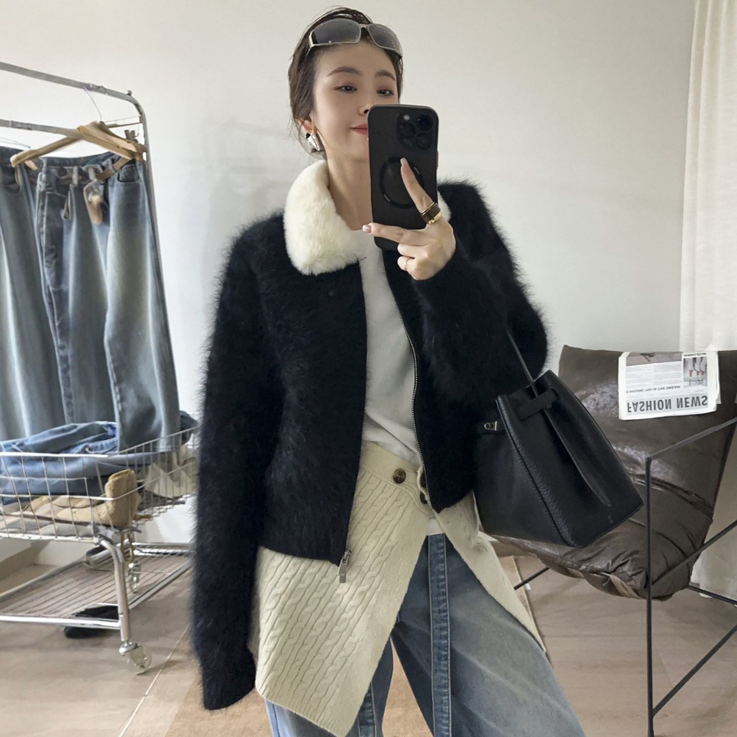 兔毛毛领皮毛一体皮草外套女欧洲站2025冬装新款欧货女装短外套潮,女装/女士精品,短外套,淘宝优惠券,粉丝福利购,淘宝优惠卷