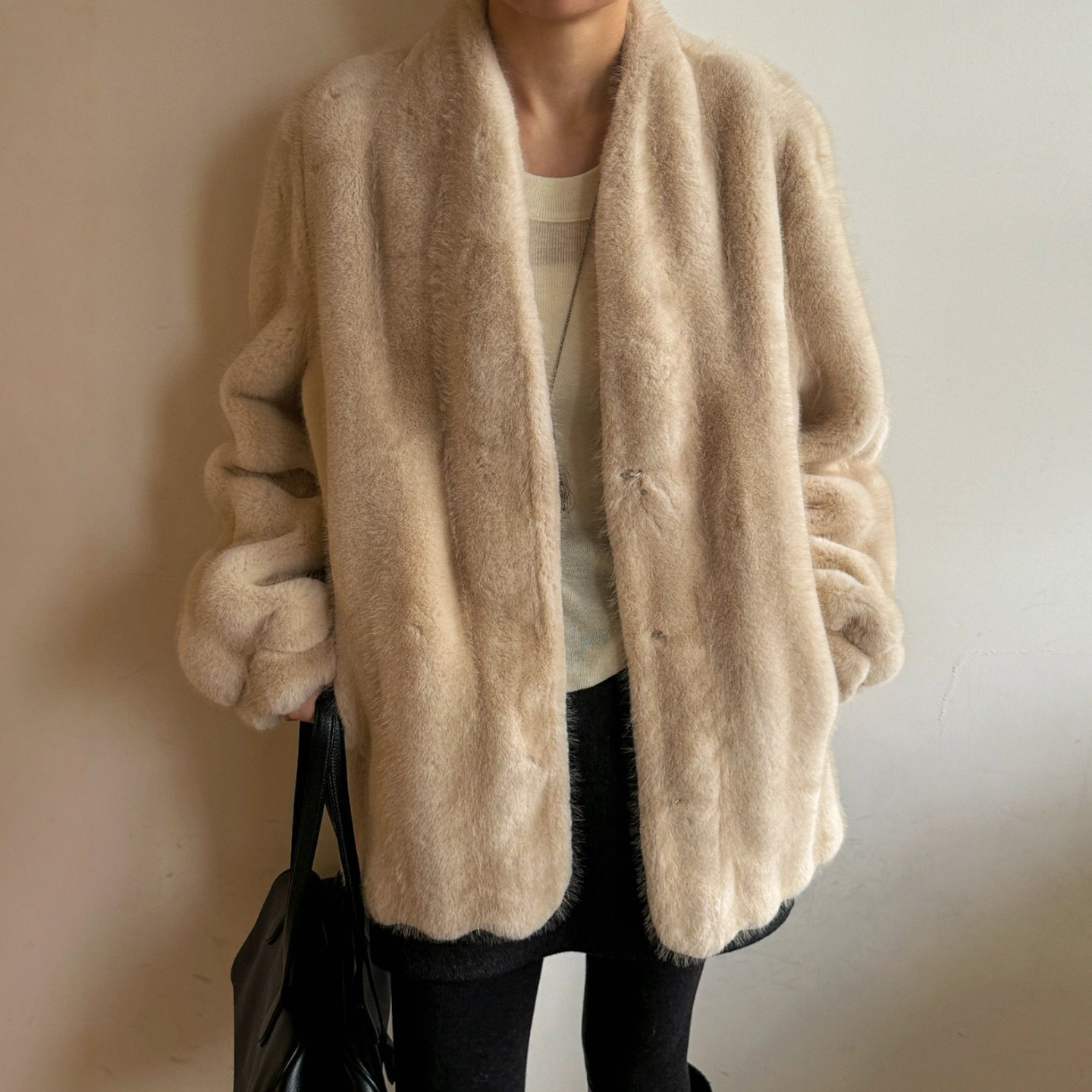 仿水貂毛皮毛一体外套女欧洲站2025冬装新款欧货女装中长款大衣潮