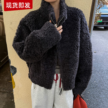 羊羔毛颗粒绒皮毛一体外套女欧洲站早春2025新款欧货女装羊羔服潮