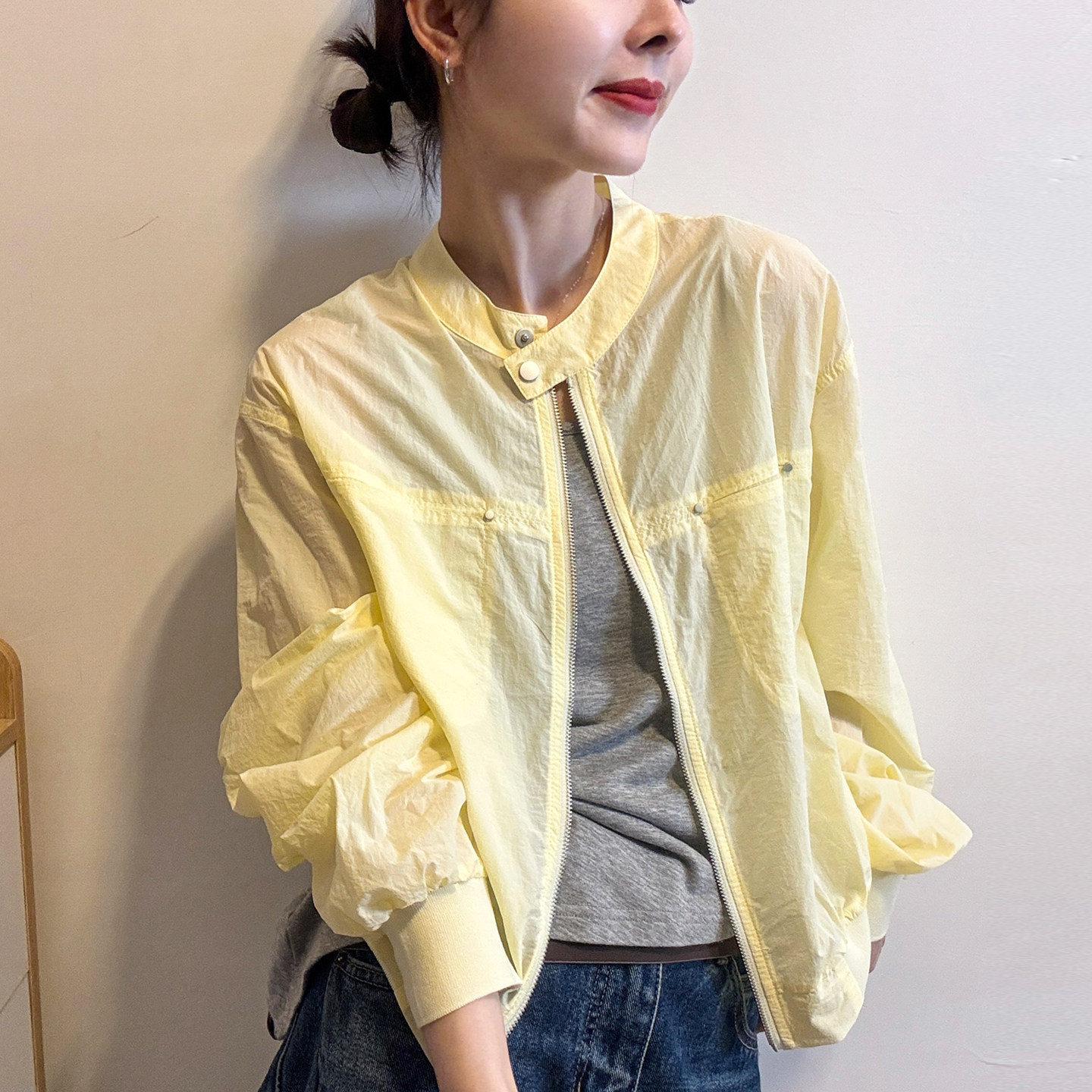 棒球领防晒衣开衫外套女欧洲站2026夏装新款欧货女装小个子上衣潮