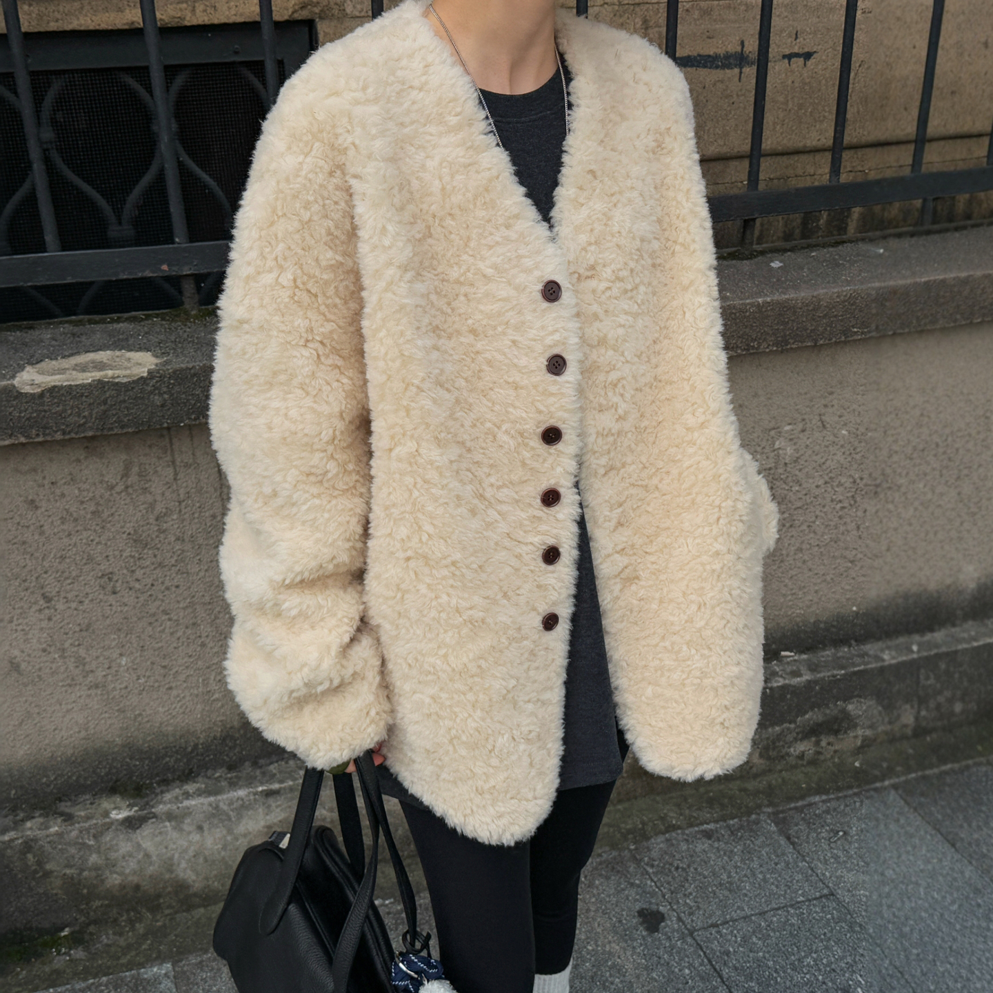 颗粒绒羊羔毛皮毛一体女欧货外套