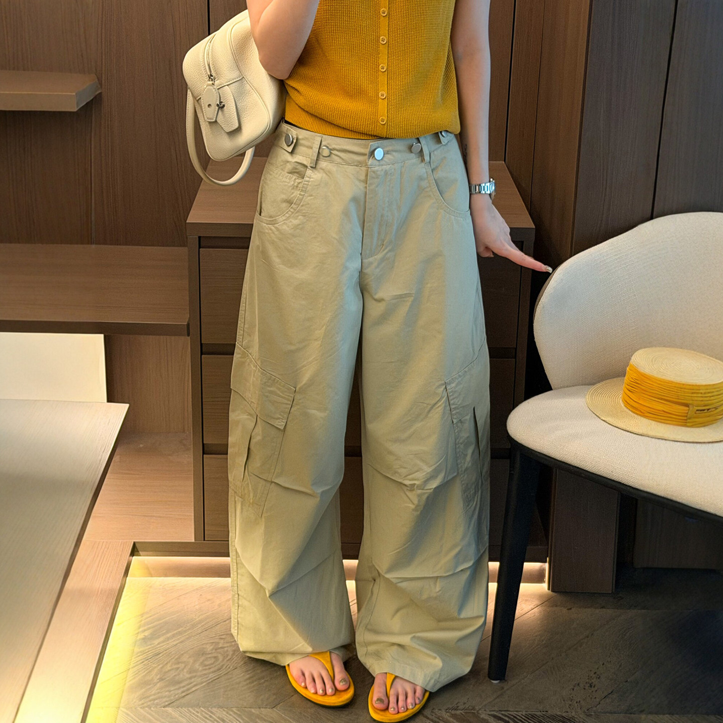 立体口袋工装阔腿裤女欧洲站2026夏季新款欧货女装时尚拖地休闲裤