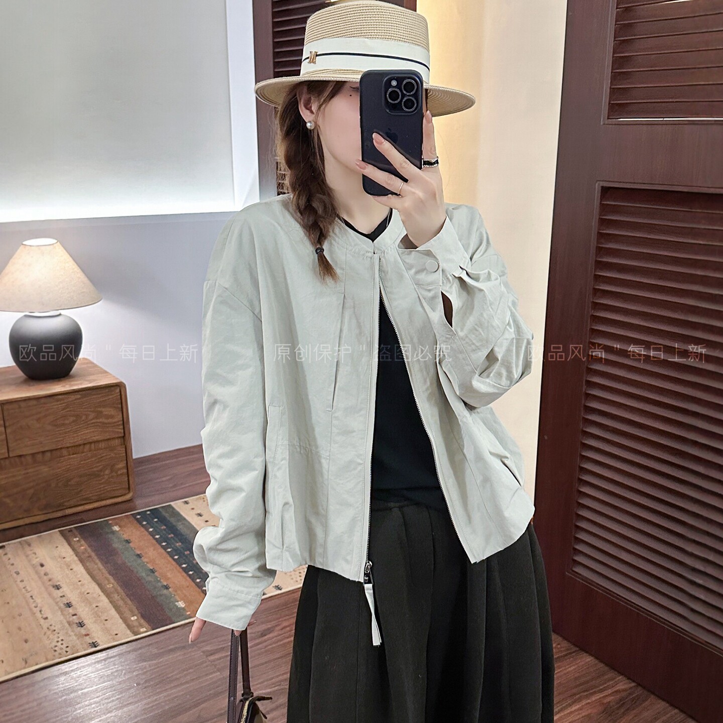 复古立领棒球服外套女欧洲站上衣