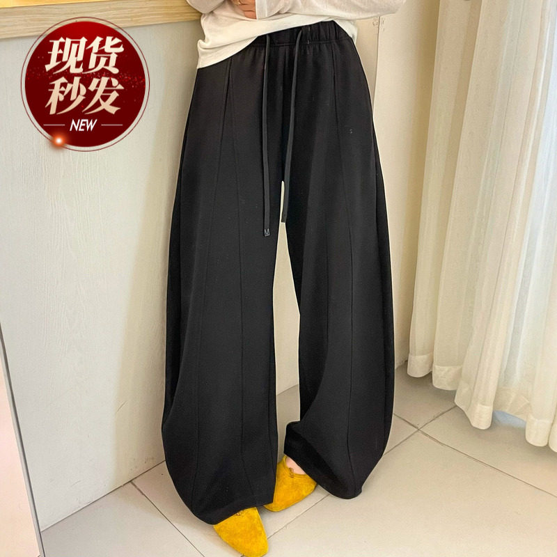 莱赛尔拖地阔腿卫裤女欧洲站2026春装新款欧货女装时尚休闲裤子潮