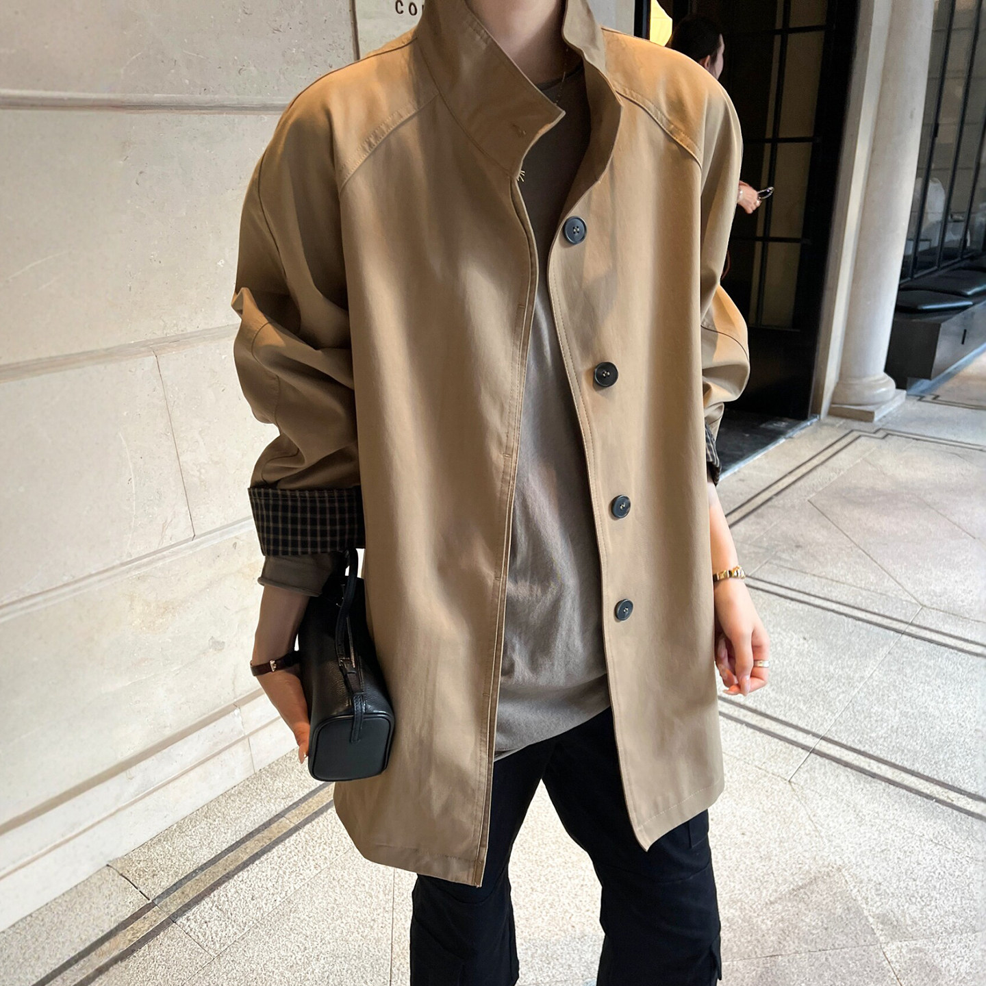 英伦风立领休闲风衣女欧洲站上衣