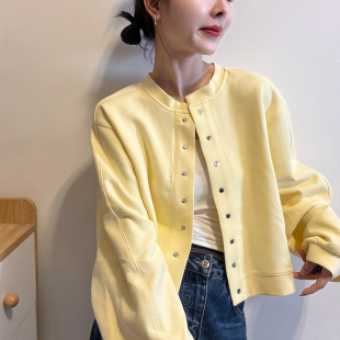 棒球领卫衣开衫短外套女欧洲站2026春装新款欧货女装小个子夹克潮