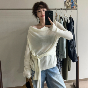 打底小衫 欧货女装 潮 新款 不规则打结天丝面膜T恤女欧洲站2026春装