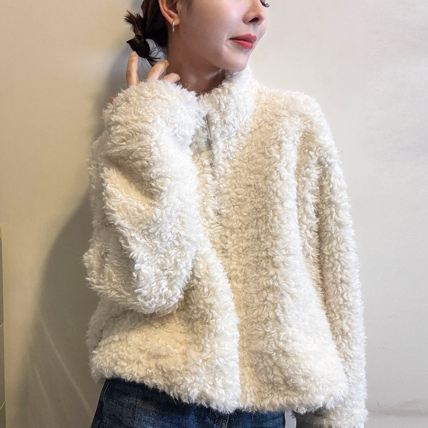 羊羔毛皮毛一体短款外套女欧洲站2025冬装新款欧货女装加厚上衣潮,女装/女士精品,短外套,淘宝优惠券,粉丝福利购,淘宝优惠卷