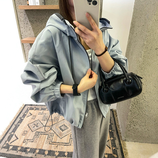 抽绳连帽冲锋衣外套女欧洲站2026春装新款欧货女装时尚洋气开衫潮