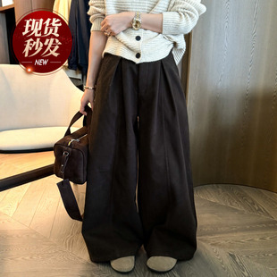阔腿裤 休闲裤 女欧洲站2025冬装 欧货女装 子潮 新款 复古拖地加绒西装