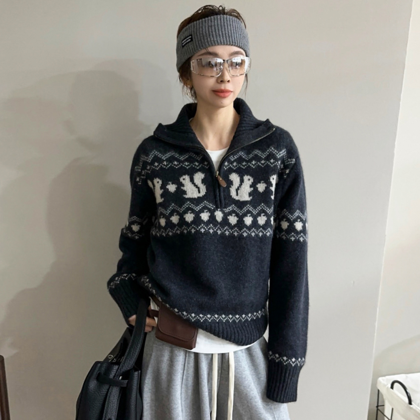 复古提花山羊绒针织衫女欧货上衣