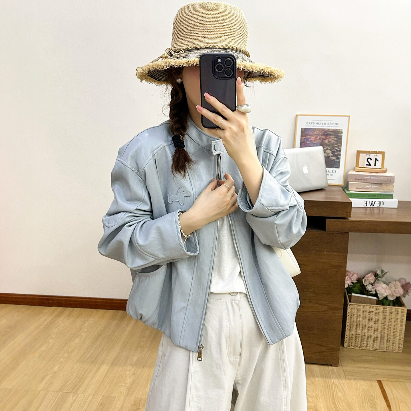 小马贴标蛋白皮PU皮衣女欧洲站2026春装新款欧货女装时尚短外套潮