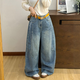 直筒裤 立体剪裁拖地阔腿牛仔裤 欧货女装 新款 子潮 女欧洲站2026春装