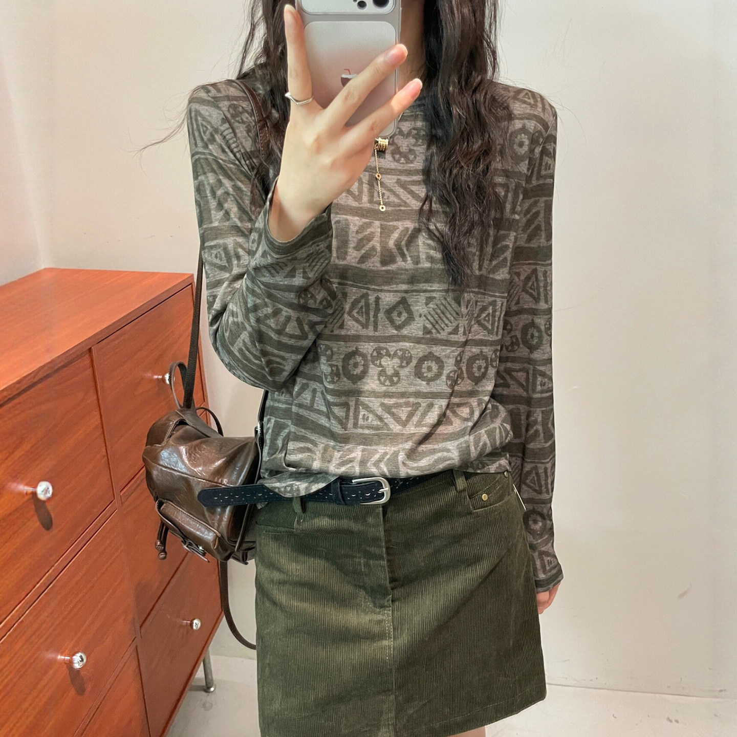民族风印花面膜长袖T恤女欧洲站