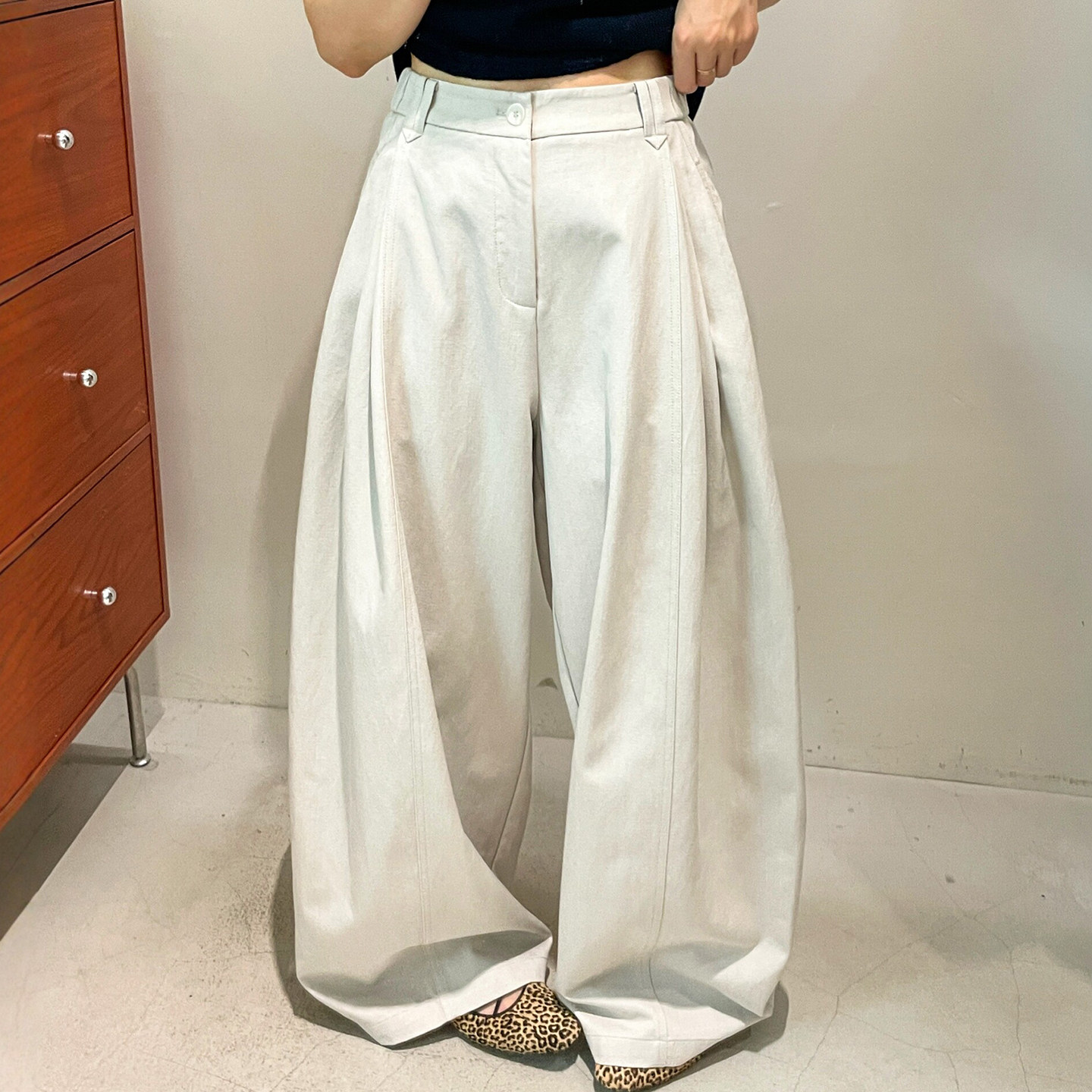 复古拖地直筒西装阔腿裤女欧洲站