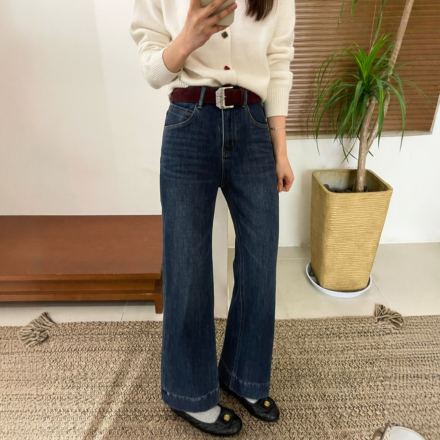 四面弹微喇加绒牛仔裤女欧货裤子