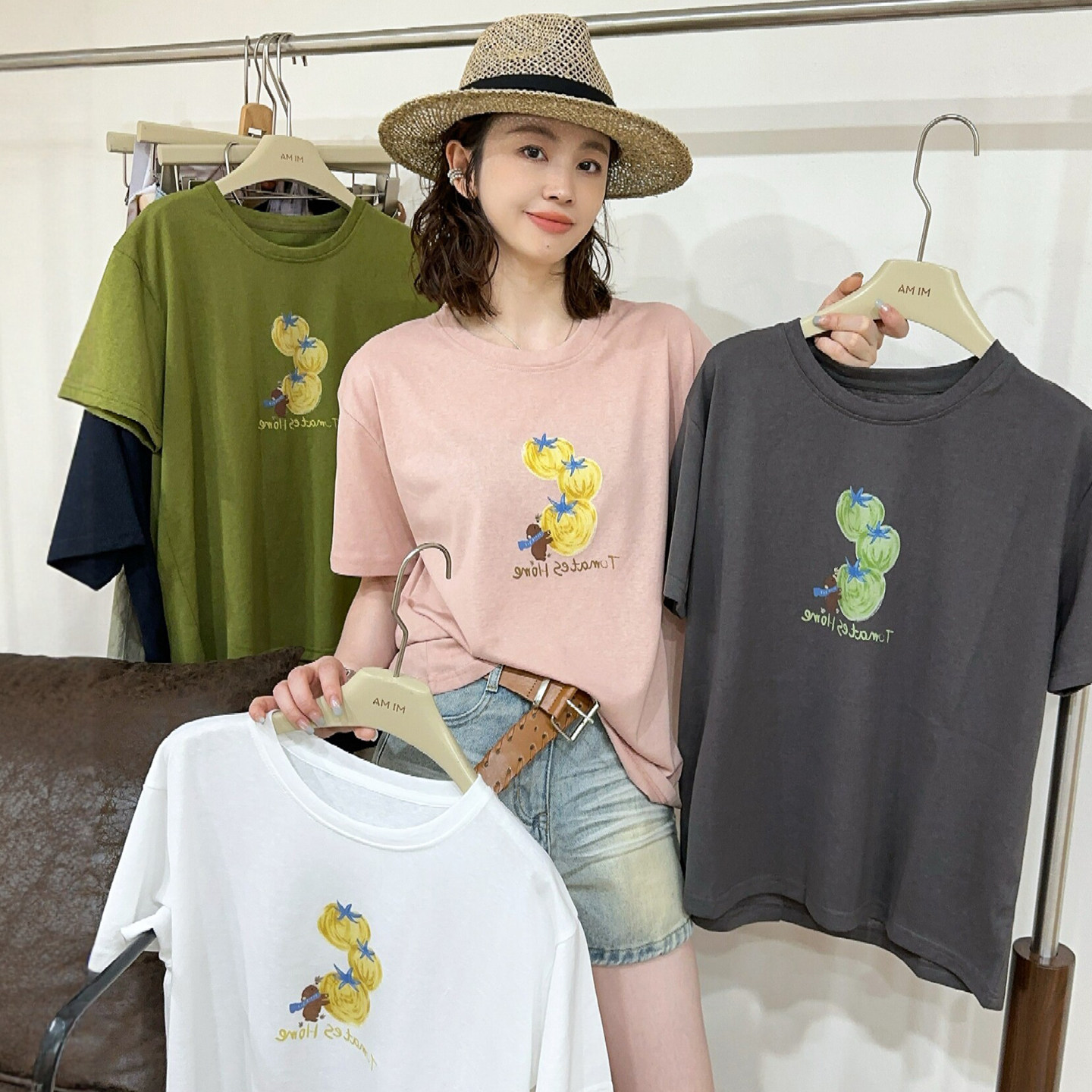 水果印花面膜短袖T恤女欧洲站2026夏季新款欧货女装时尚打底衫潮