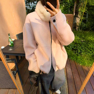 羊羔毛领双面羊绒大衣女欧洲站2026秋季新款欧货女装时尚毛呢外套