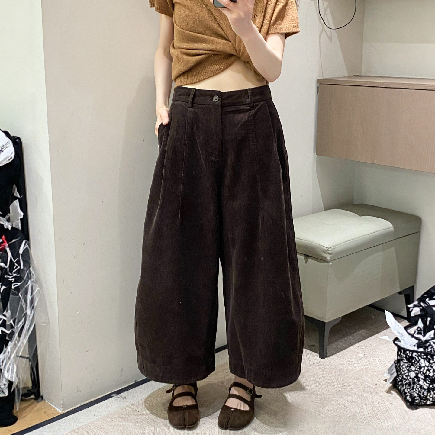 灯芯绒九分弯刀阔腿裤女欧洲站2026早秋新款欧货女装直筒休闲裤潮
