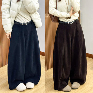 阔腿裤 休闲裤 女欧洲站2025冬装 欧货女装 潮 新款 灯芯绒拖地加绒西装