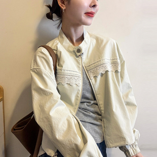 蕾丝钩花棒球服外套女欧洲站2026春装新款欧货女装时尚洋气夹克潮