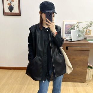 欧货女装 上衣潮 新款 高级感蛋白皮PU皮衣马甲外套女欧洲站2026春装