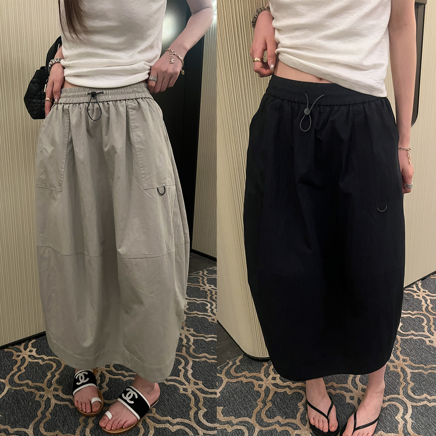 抽绳A字工装半身裙女欧洲站裙子