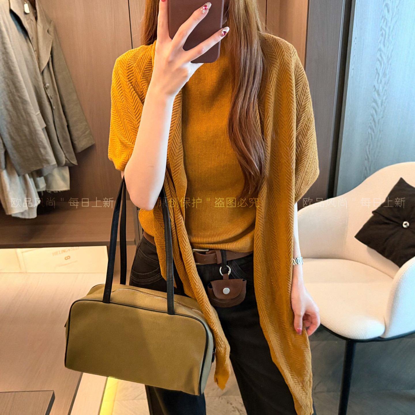 披肩小半高领羊毛针织衫女欧洲站