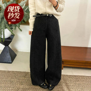 阔腿裤 拖地休闲裤 女欧洲站2025冬装 欧货女装 潮 新款 羊毛呢加绒西装