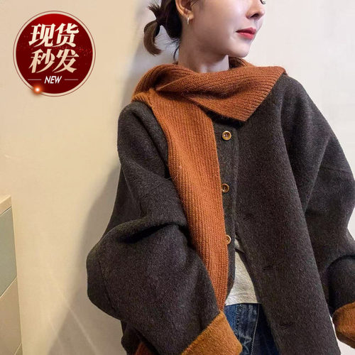 配披肩围巾双面羊绒大衣女欧洲站